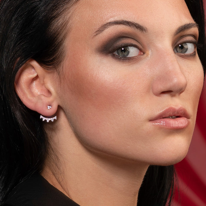 Sterling Silver Ear Jacket Earrings with Cubic Zirconia