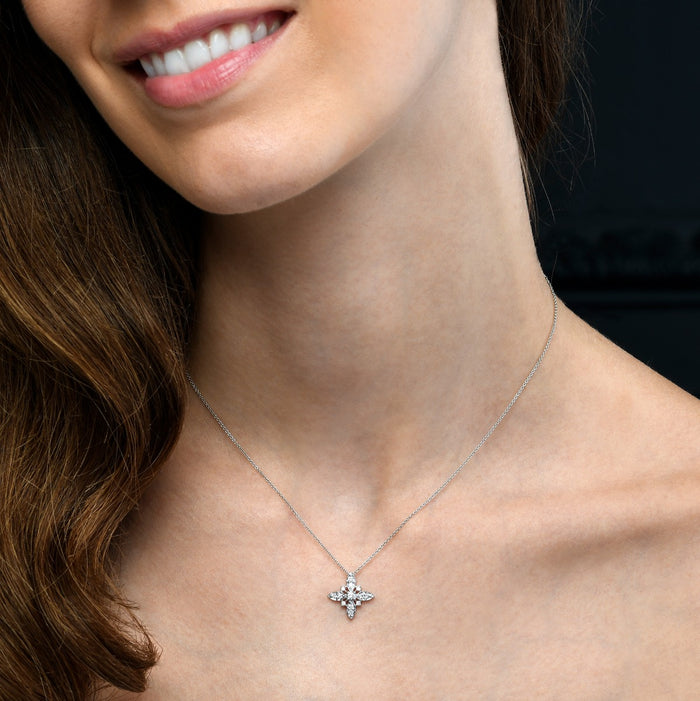 Lily 0.25ct Cluster Diamond Pendant In 9K White Gold