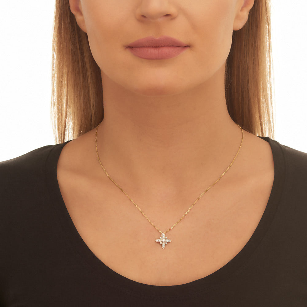 Lily 0.25ct cluster diamond pendant in 9K yellow gold