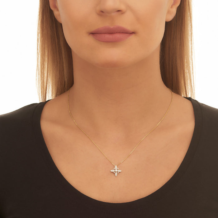 Lily 0.25ct Cluster Diamond Pendant In 9K Yellow Gold