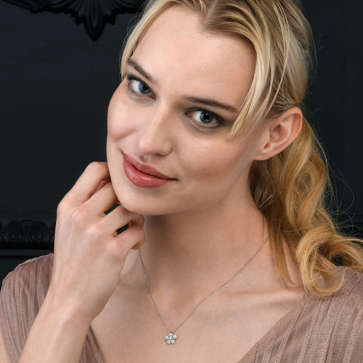 Mayflower 0.20ct Cluster Diamond Pendant In 9K White Gold