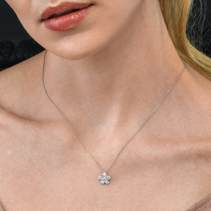 Mayflower 0.20ct Cluster Diamond Pendant In 9K White Gold
