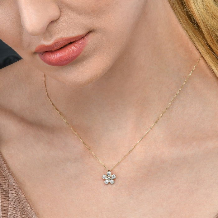Mayflower 0.20ct Cluster Diamond Pendant In 9K Yellow Gold