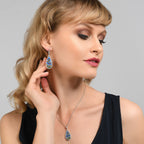 Sterling Silver Blue Enamel Flower Dangle Earrings