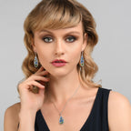 Sterling Silver Blue Enamel Flower Dangle Earrings