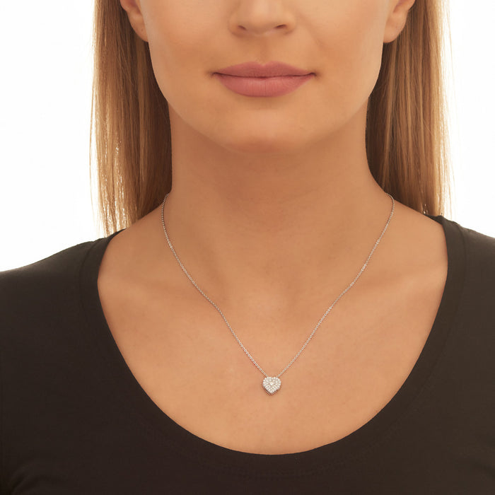 Pave Diamond Heart Pendant 0.25ct Diamond 18K White Gold