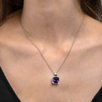 6ct Amethyst Pendant Necklace in 18K White Gold