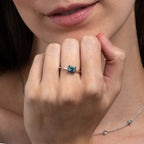 Swiss Blue Topaz and Peridot Ring in 18K White Gold