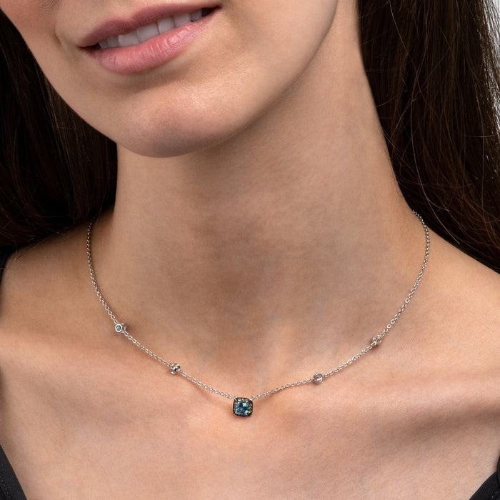 Swiss Blue Topaz and Peridot Necklace in 18K White Gold