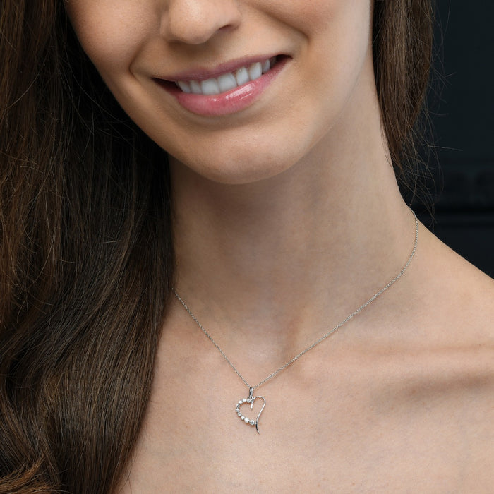 Love Diamond Heart Pendant 0.20ct Diamond 9K White Gold
