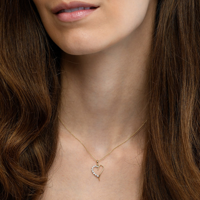 Love Diamond Heart Pendant 0.20ct Diamond 9K Yellow Gold