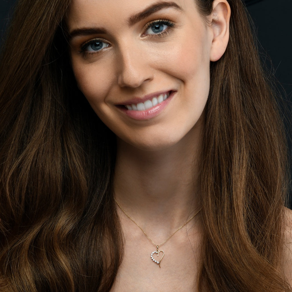 Love Diamond Heart Pendant 0.20ct Diamond 9K Yellow Gold