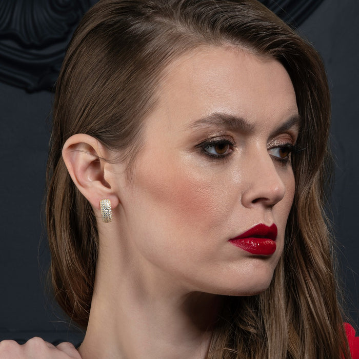 Gold Plated 925 Silver Hoop Earrings With Cubic Zirconia stones