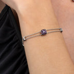 Amethyst and Pink Sapphire Bracelet in 18K White Gold