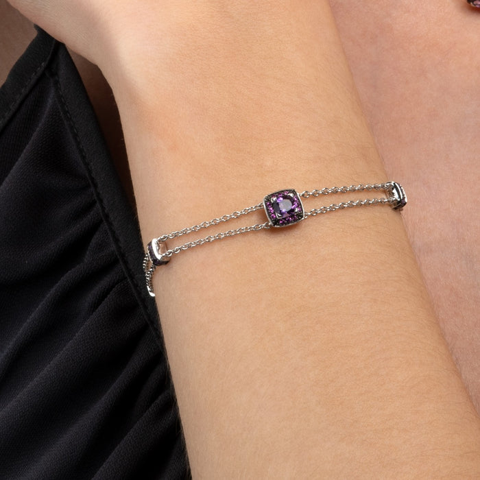 Amethyst and Pink Sapphire Bracelet in 18K White Gold