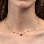 amethyst and pink sapphire necklace in 18K white gold