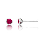 Ruby Stud Earrings 3.8mm Bezel Set Ruby in 9K White Gold