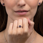 Amethyst and Pink Sapphire Ring in 18K White Gold