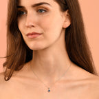 Sapphire Pendant Necklace with 0.12ct Diamonds 9K White Gold