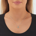 Emerald Pendant Necklace with 0.13ct Diamonds 9K White Gold 