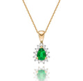 Emerald Pendant Necklace with 0.13ct Diamonds 9K Yellow Gold