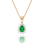 Emerald Pendant Necklace with 0.13ct Diamonds 9K Yellow Gold