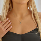 Emerald Pendant Necklace with 0.14ct Diamonds 9K White Gold