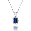 Sapphire Pendant Necklace with 0.14ct Diamonds 9K White Gold