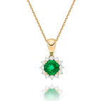 Emerald Pendant Necklace with 0.17ct Diamonds 9K Yellow Gold