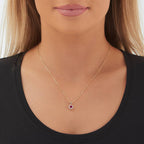 Ruby Pendant Necklace with 0.17ct Diamonds 9K Yellow Gold