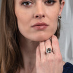 Large Green Amethyst Dress Ring in 18K White Gold