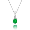 Emerald Pendant Necklace with 0.06ct Diamonds 9K White Gold