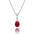 Ruby Pendant Necklace with 0.06ct Diamonds 9K White Gold