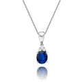 Sapphire Pendant Necklace with 0.06ct Diamonds 9K White Gold