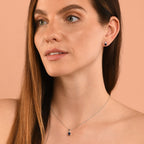 Sapphire Pendant Necklace with 0.06ct Diamonds 9K White Gold