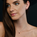 Ruby Pendant Necklace with 0.03ct Diamonds 9K White Gold