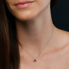 Ruby Pendant Necklace 4mm Round Ruby 9K White Gold
