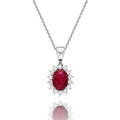 Ruby Pendant Necklace with 0.21ct Diamonds 18K White Gold