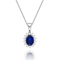 Sapphire Pendant Necklace with 0.21ct Diamonds 18K White Gold