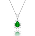 Emerald Pendant Necklace with 0.20ct Diamonds 18K White Gold
