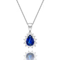 Sapphire Pendant Necklace with 0.20ct Diamonds 18K White Gold