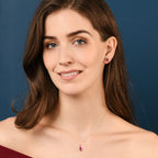 Ruby Pendant Necklace with 0.22ct Diamonds 18K White Gold