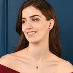 Oval Ruby Stud Earrings with 0.18ct Diamonds 18K White Gold