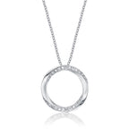 Open Circle Diamond Pendant Necklace with 0.15ct Diamonds 9K White Gold