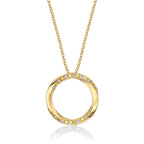 Open Circle Diamond Pendant Necklace with 0.15ct Diamonds 9K Yellow Gold