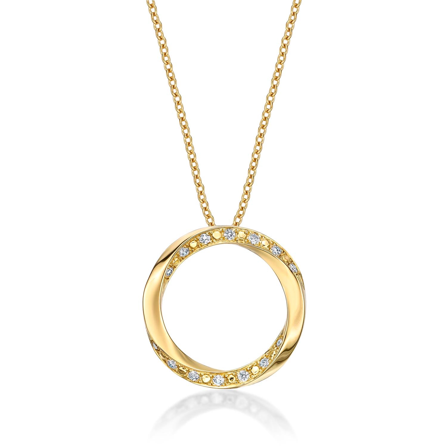 Open Circle Diamond Pendant Necklace with 0.15ct Diamonds 9K Yellow Gold