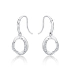 Open Circle Diamond Drop Earrings with 0.27ct Diamonds 9K White Gold