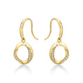 Open Circle Diamond Drop Earrings with 0.27ct Diamonds 9K Yellow Gold