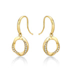 Open Circle Diamond Drop Earrings with 0.27ct Diamonds 9K Yellow Gold