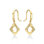 Open Square Diamond Drop Earrings with 0.20ct Diamonds 9K Yellow Gold
